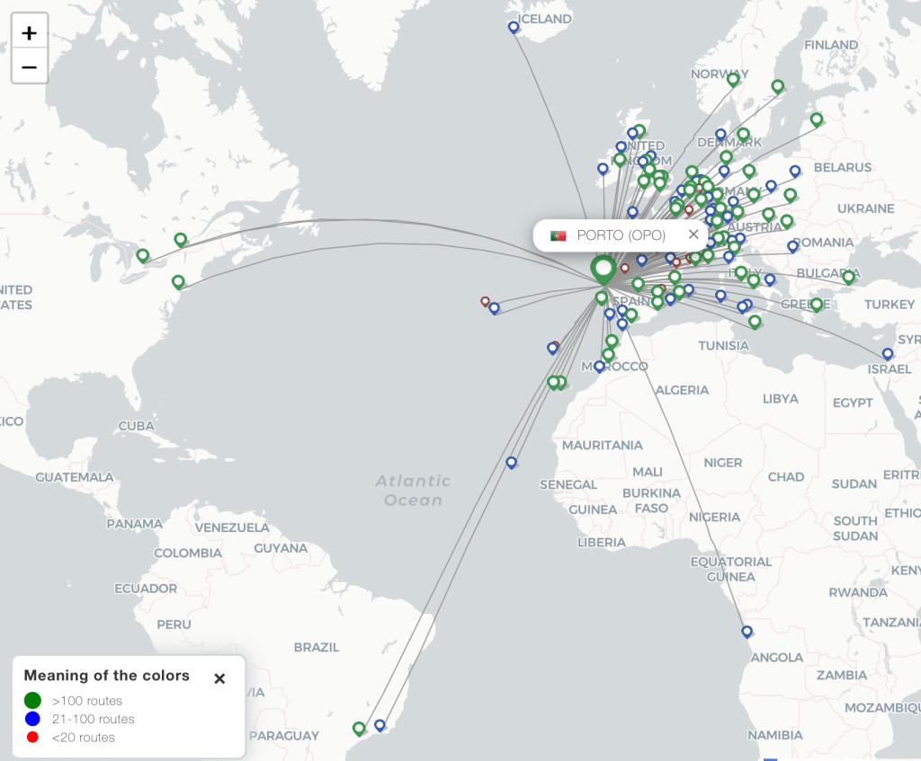 Source: https://www.flightsfrom.com/explorer/OPO?mapview